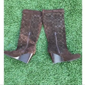 Coach Shoes - Coach wedge knee high, brown boots Coach Shoes - Coach wedge knee high, brown boots